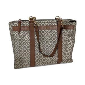 Tommy Hilfiger Brown and Gray Patterned Tote